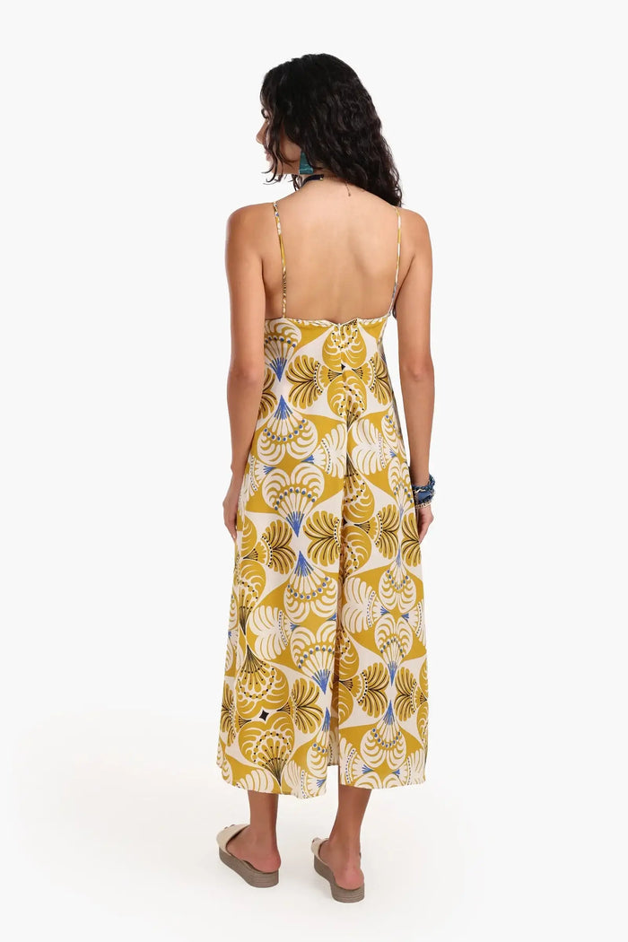 Printed V-Neck Midi Dress