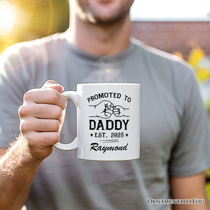 Promoted to Daddy Est. 2025 Personalized Mug, Dad Pregnancy Announcement Gift with Custom Name Personalized Ceramic Mug OrnamentallyYou