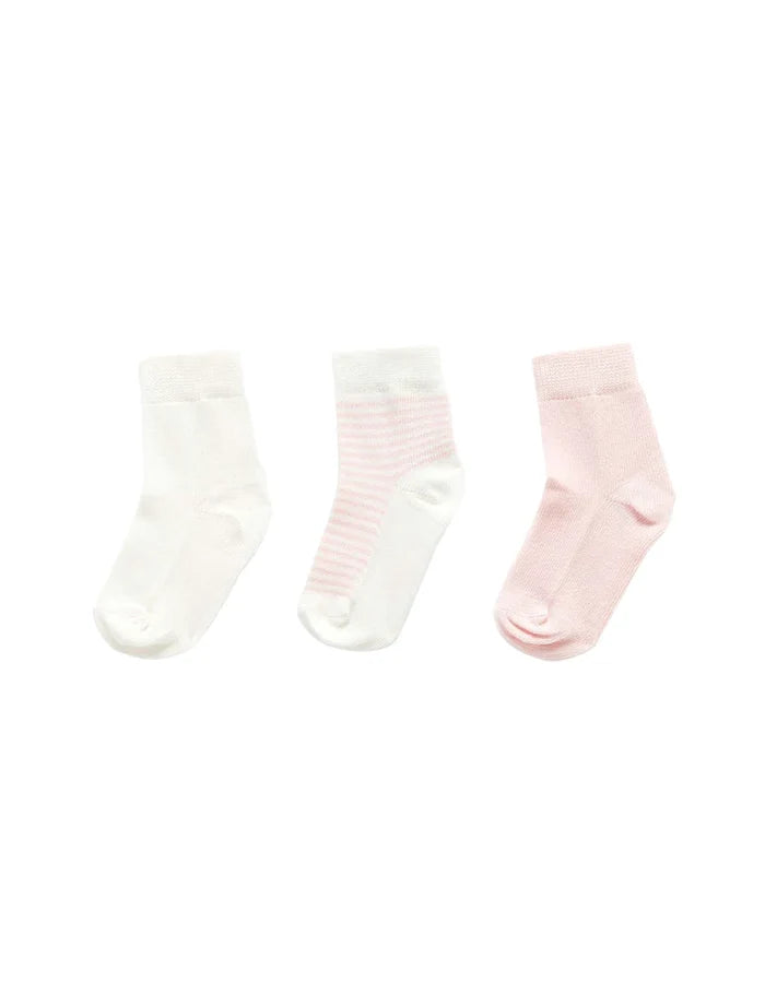 Purebaby Essentials 3 Pair Sock Pack - Pink & White