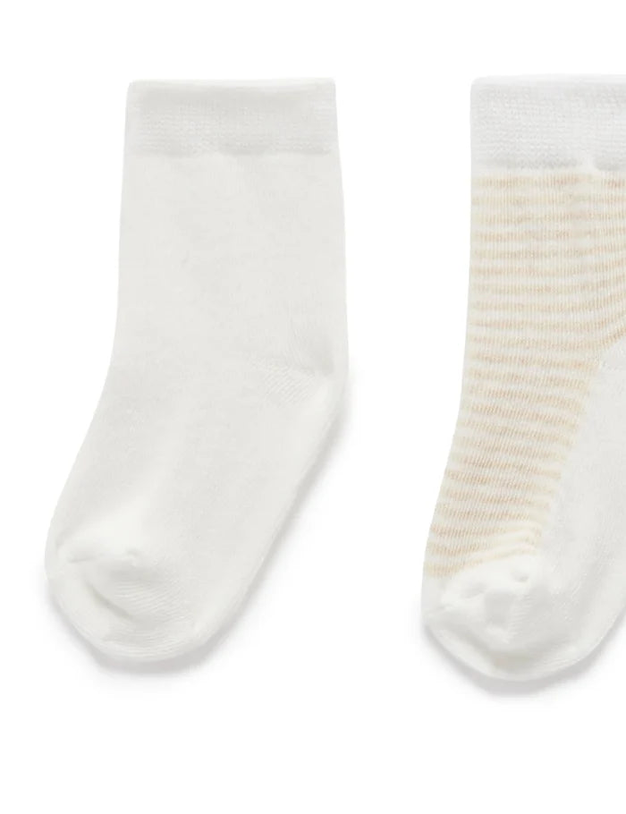 Purebaby Essentials 3 Pair Sock Pack - Wheat/Melange/Vanilla