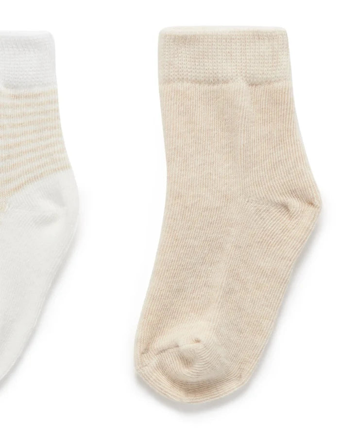 Purebaby Essentials 3 Pair Sock Pack - Wheat/Melange/Vanilla