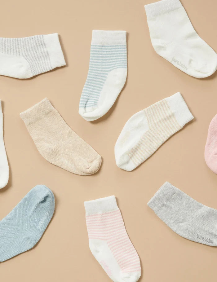 Purebaby Essentials 3 Pair Sock Pack - Wheat/Melange/Vanilla