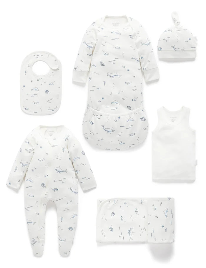 Purebaby Organic Essentials Hospital Bag Essential Vanilla Nautical $120+ Value