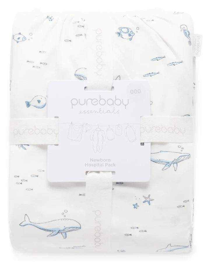 Purebaby Organic Essentials Hospital Bag Essential Vanilla Nautical $120+ Value