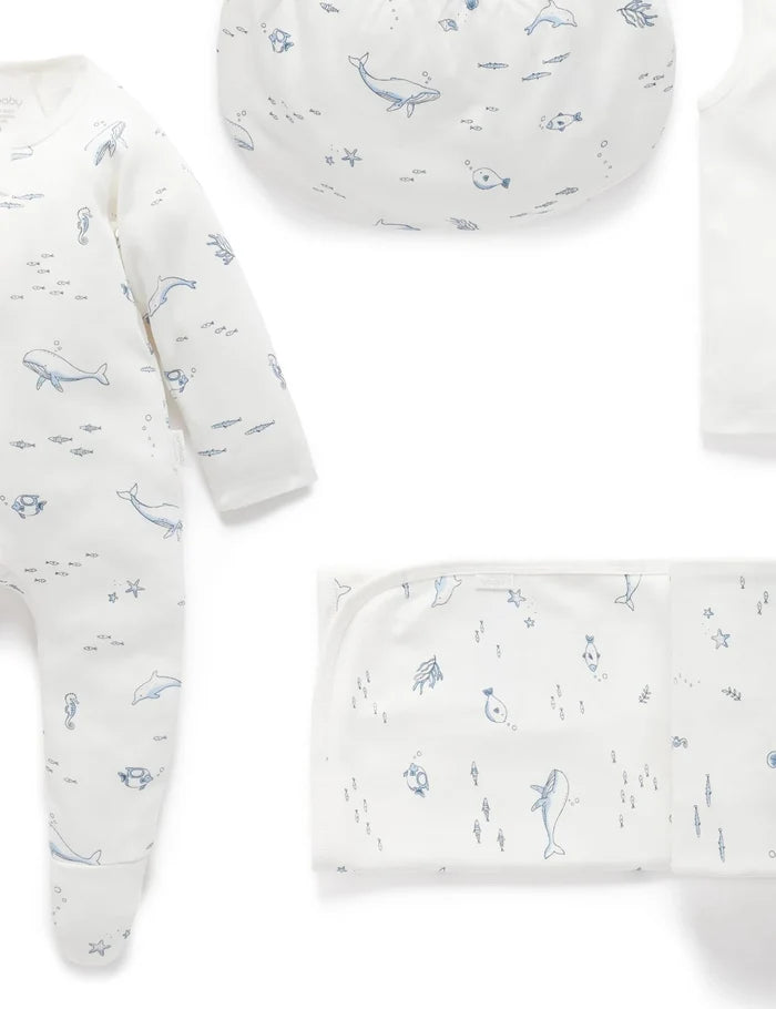 Purebaby Organic Essentials Hospital Bag Essential Vanilla Nautical $120+ Value