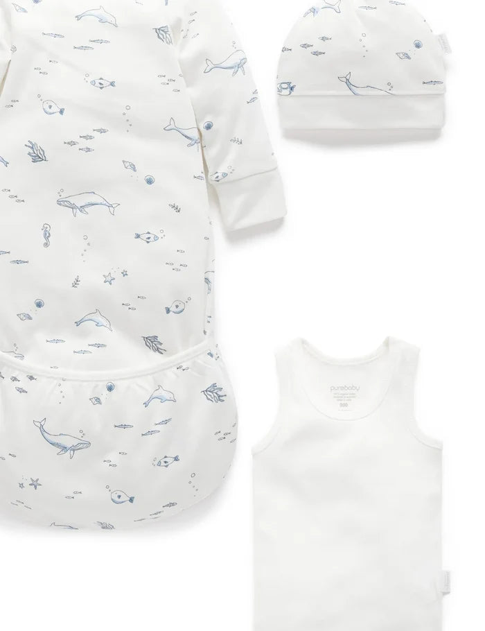 Purebaby Organic Essentials Hospital Bag Essential Vanilla Nautical $120+ Value