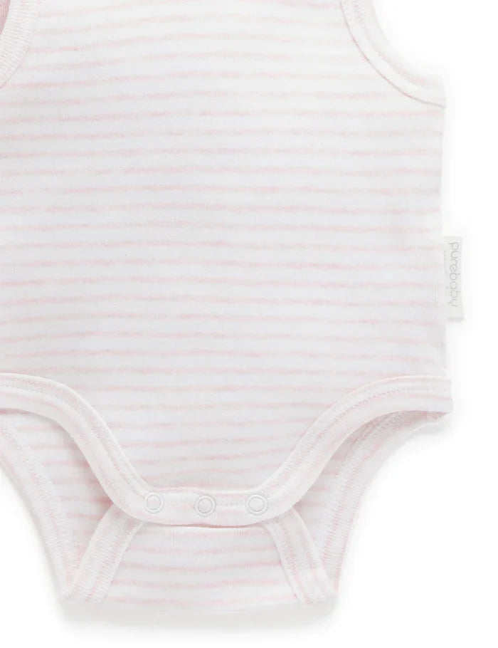 Purebaby Organic Ribbed Bodysuit 2 Pack - Pale Pink