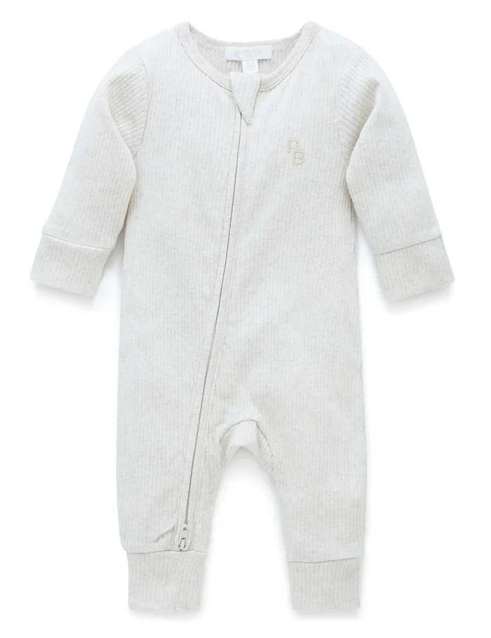 Purebaby Organic Ribbed Growsuit - Wheat