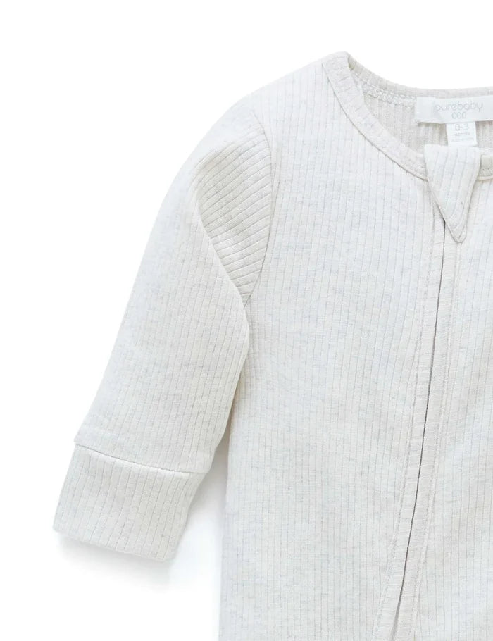 Purebaby Organic Ribbed Growsuit - Wheat