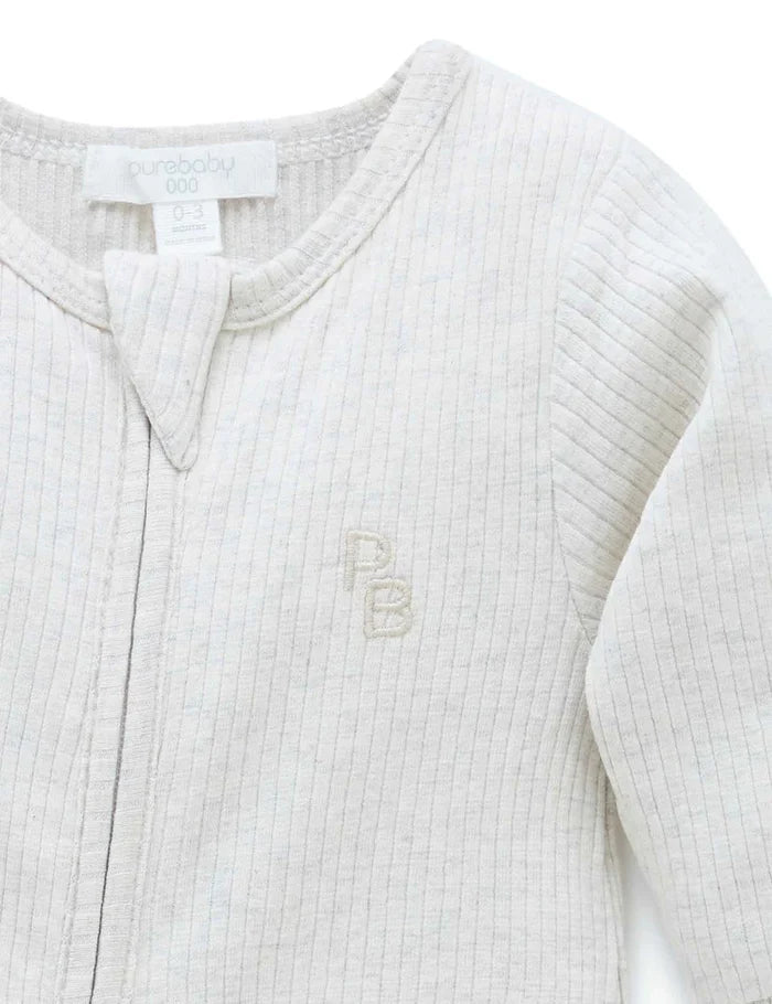 Purebaby Organic Ribbed Growsuit - Wheat