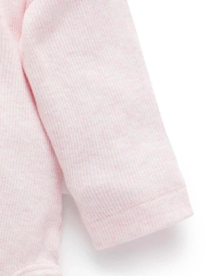 Purebaby Organic Ribbed Long Sleeve Bodysuit -  Pink Mélange