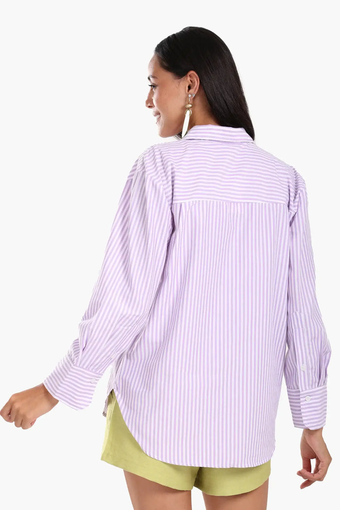 Purple Striped Button-Down Shirt