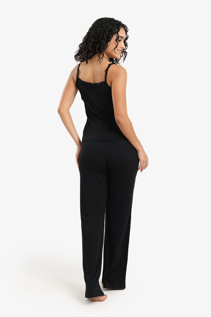Pyjama Set With Lace Trim