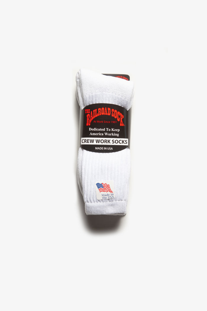 Railroad Sock - 3 Pack Crew Socks - White