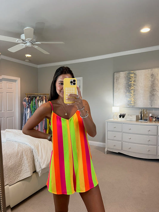 Rascal Romper - Neon Vacay Stripe