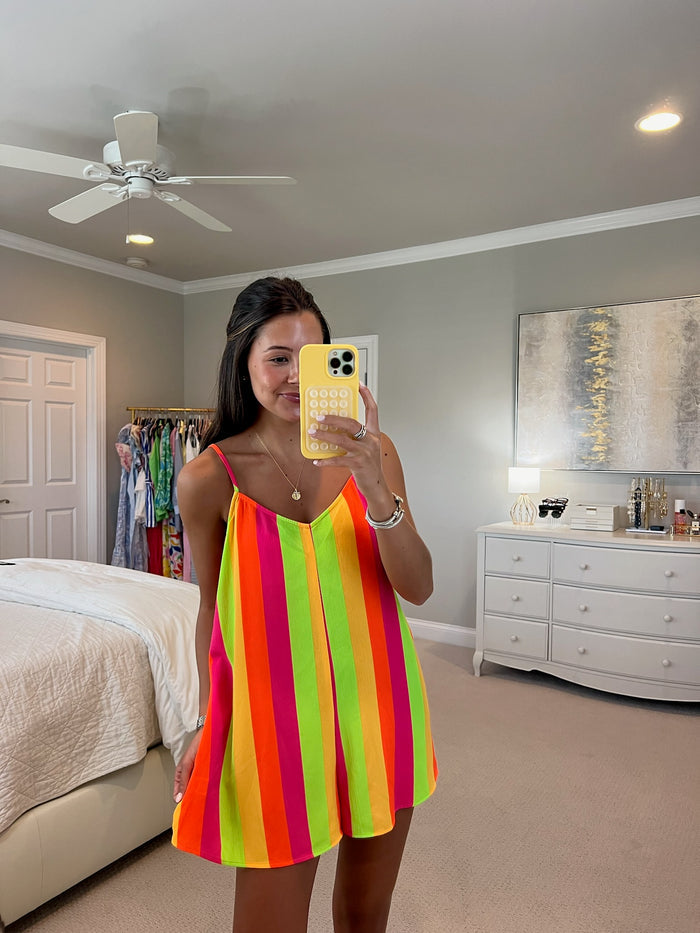 Rascal Romper - Neon Vacay Stripe