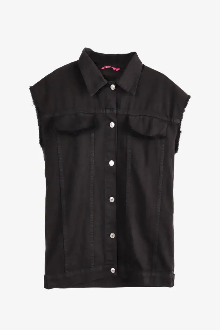 Raw Hem Denim Vest