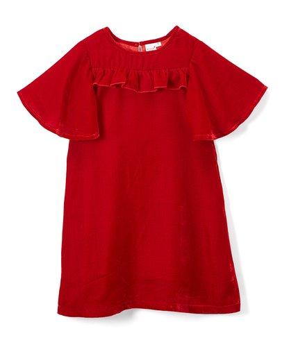 Red Velvet Ruffle Dress Dress Yo Baby Wholesale
