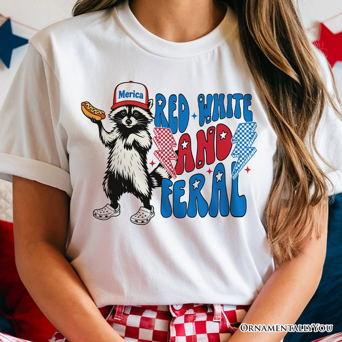 Red, White & Feral Raccoon T-Shirt, Wild Patriot American Tee T-Shirts OrnamentallyYou