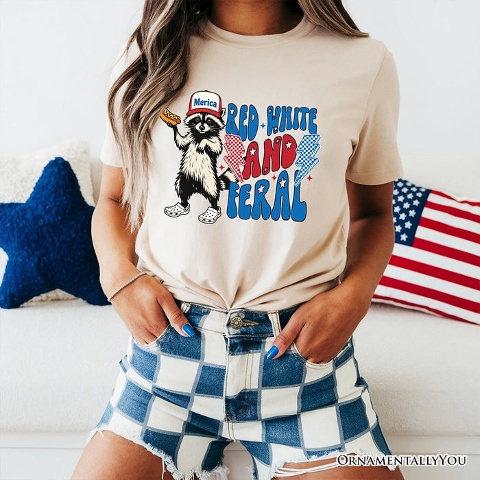 Red, White & Feral Raccoon T-Shirt, Wild Patriot American Tee T-Shirts OrnamentallyYou