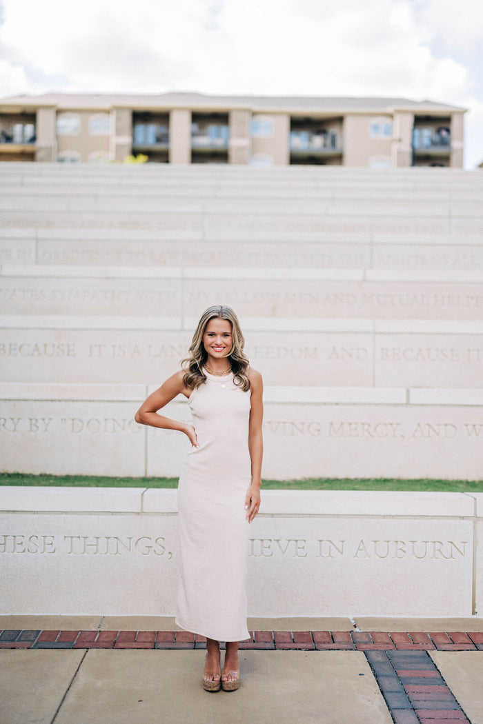 Reese Ribbed Midi Dress - Taupe
