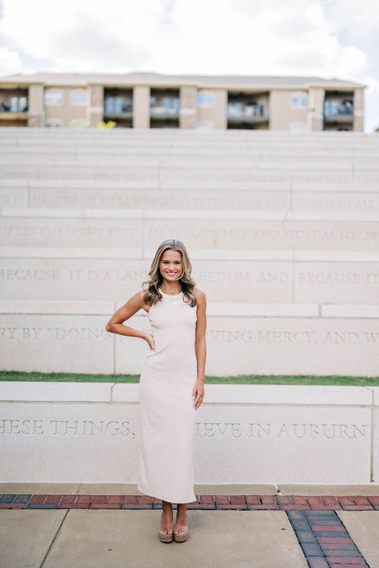 Reese Ribbed Midi Dress - Taupe