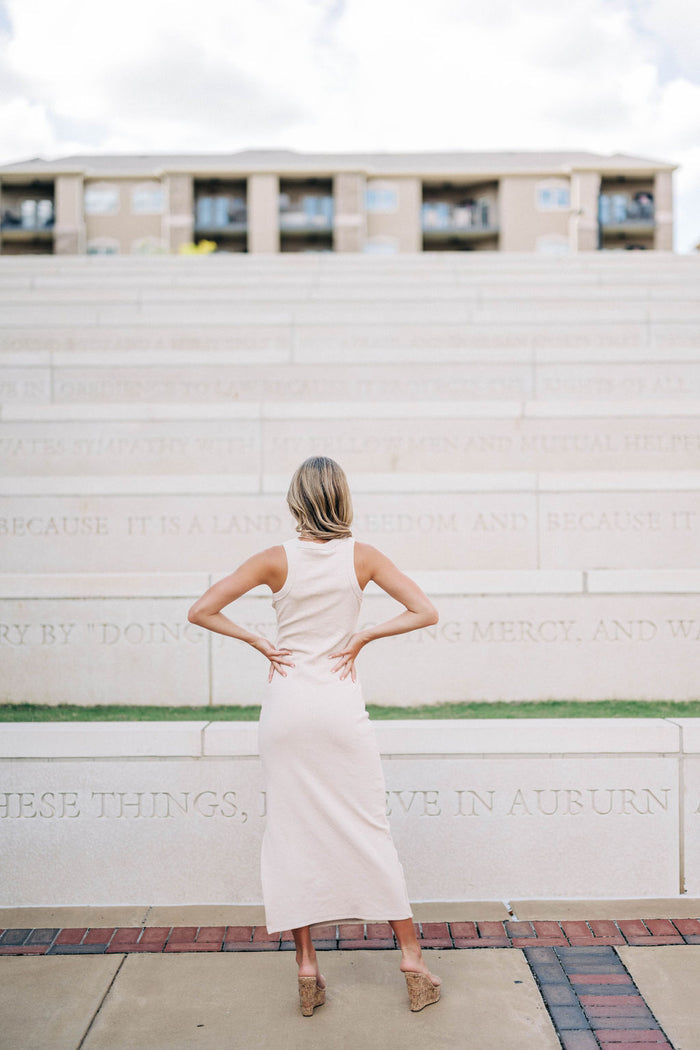 Reese Ribbed Midi Dress - Taupe