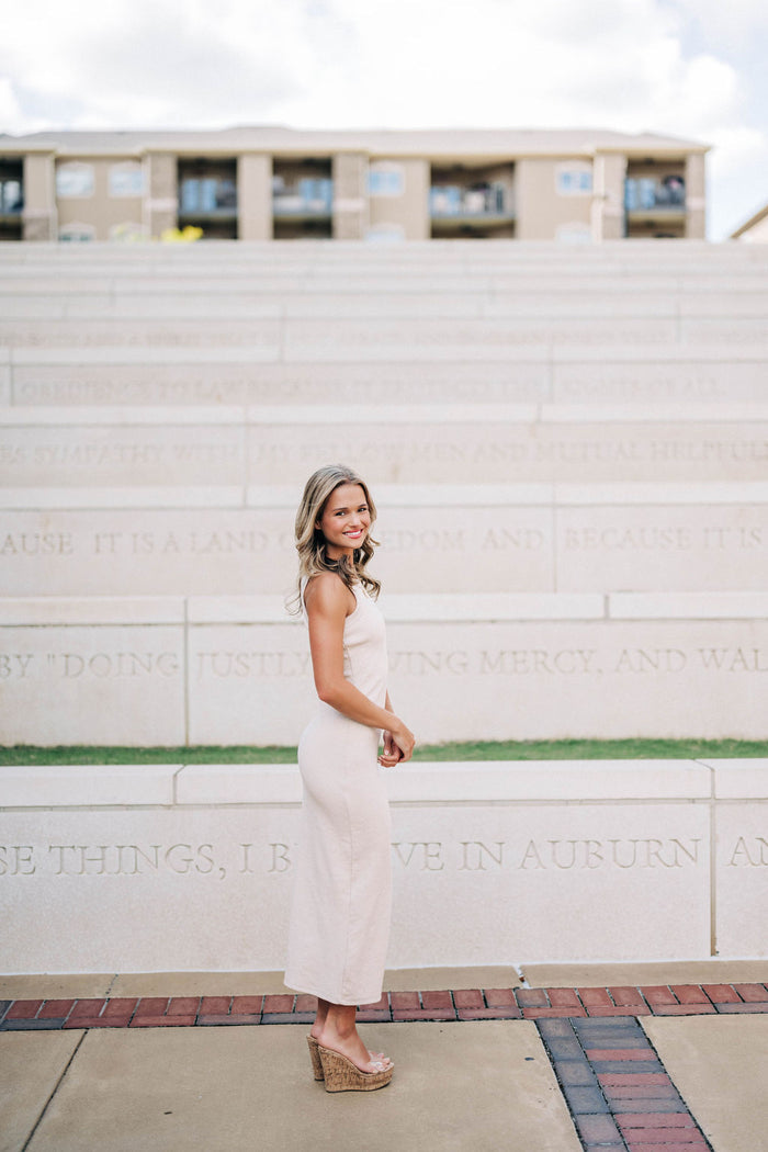 Reese Ribbed Midi Dress - Taupe
