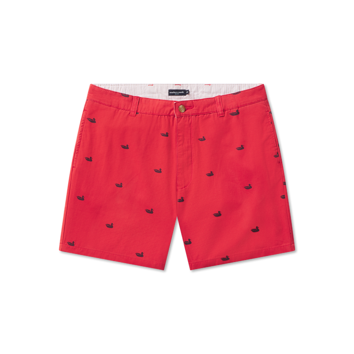 Vintage Red with Printed Ducks
