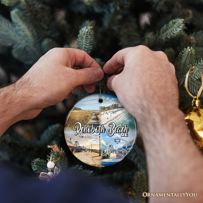 Rehoboth Beach Ceramic Ornament, Delaware Coastal Christmas Gift and Souvenir Ceramic Ornament OrnamentallyYou