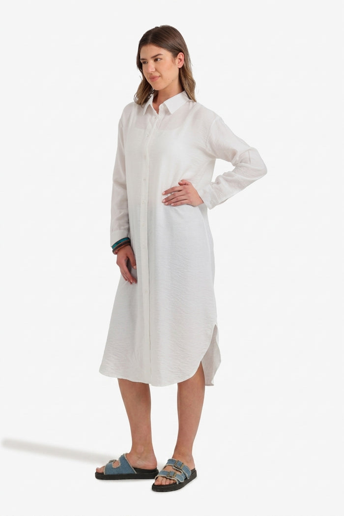 Relaxed Textured Shirt Dress