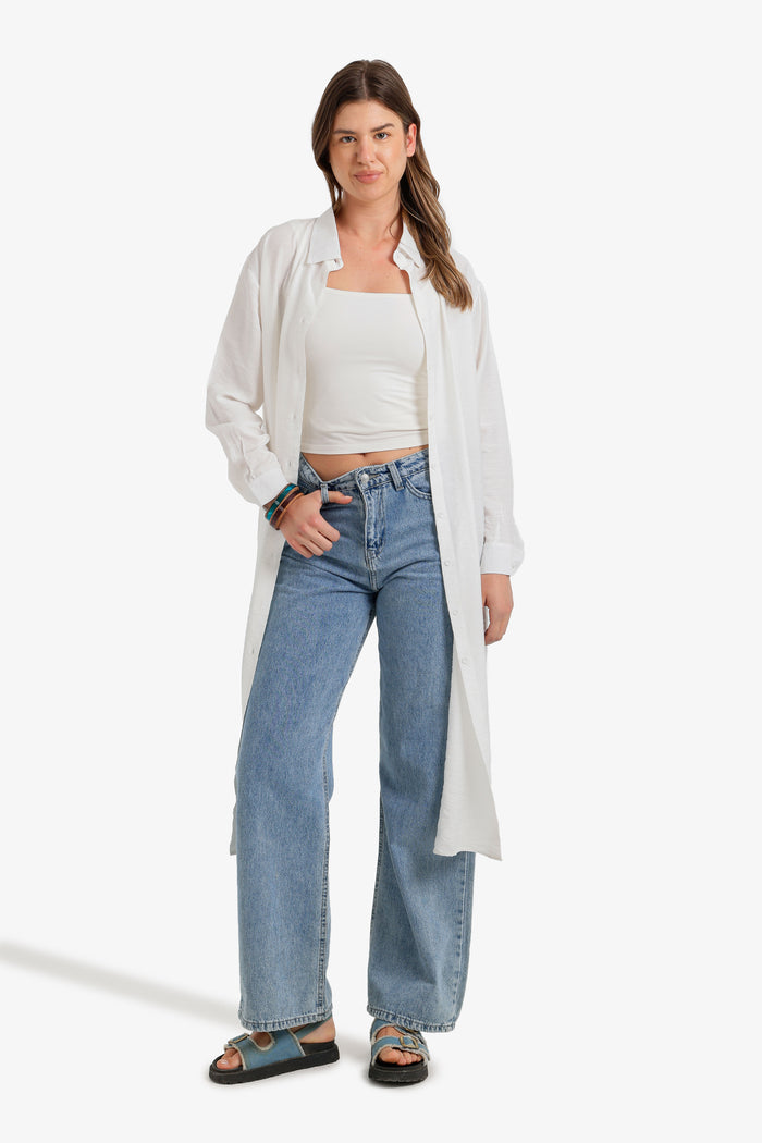 Relaxed Textured Shirt Dress