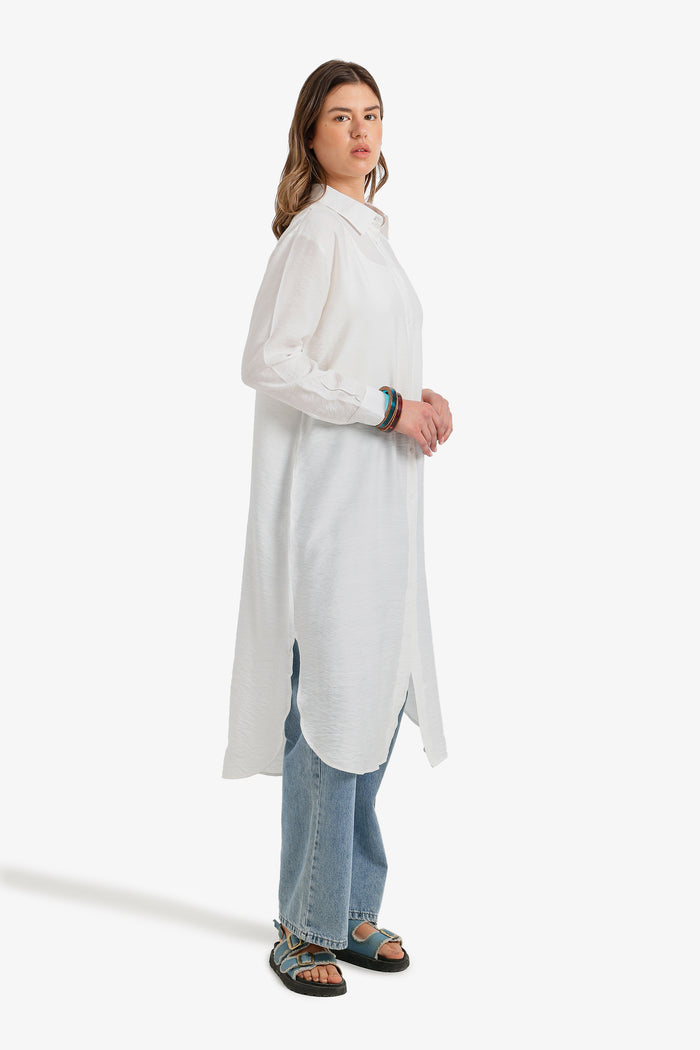 Relaxed Textured Shirt Dress