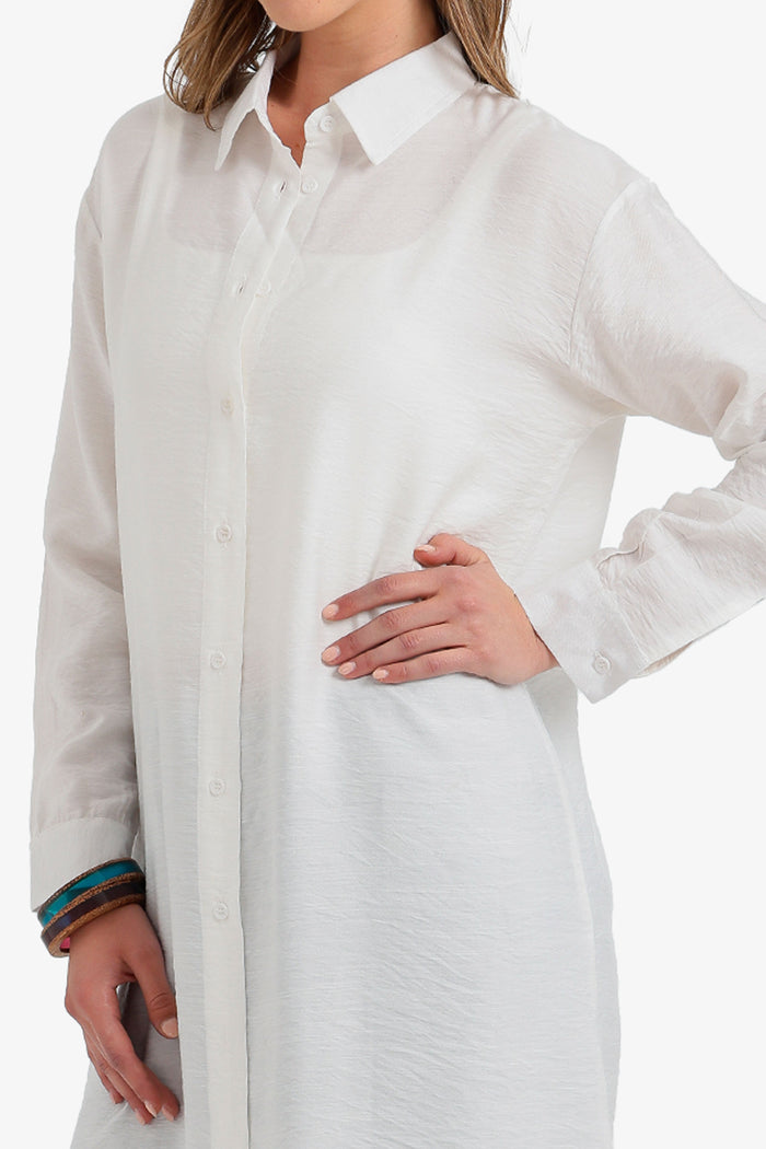 Relaxed Textured Shirt Dress