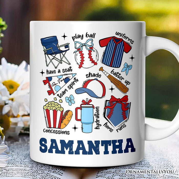 Retro Game Day Baseball Personalized Mug, Sports Lover Gift with Custom Name Personalized Ceramic Mug OrnamentallyYou 12oz Mug Customized