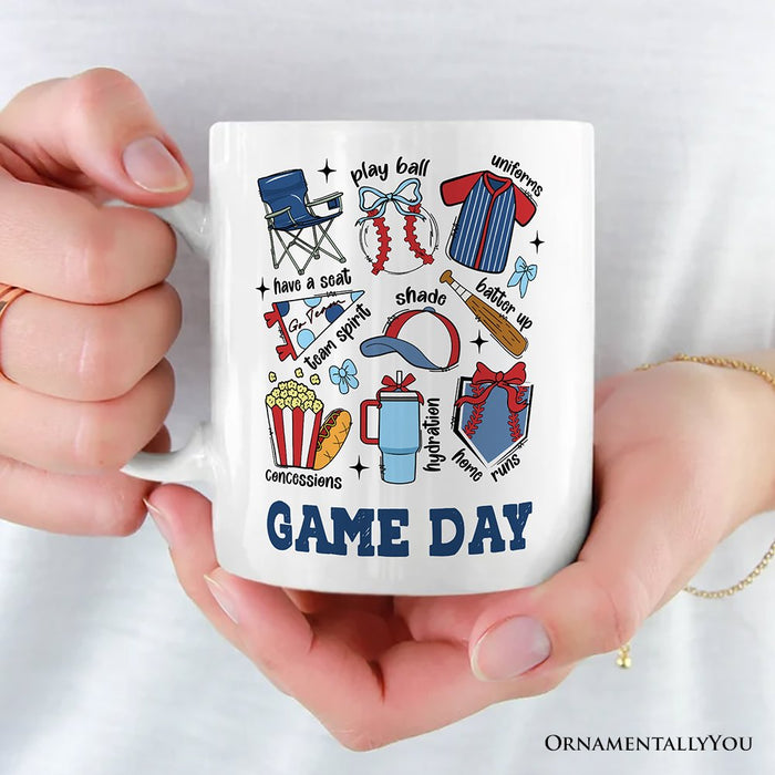Retro Game Day Baseball Personalized Mug, Sports Lover Gift with Custom Name Personalized Ceramic Mug OrnamentallyYou 12oz Mug Non-Custom
