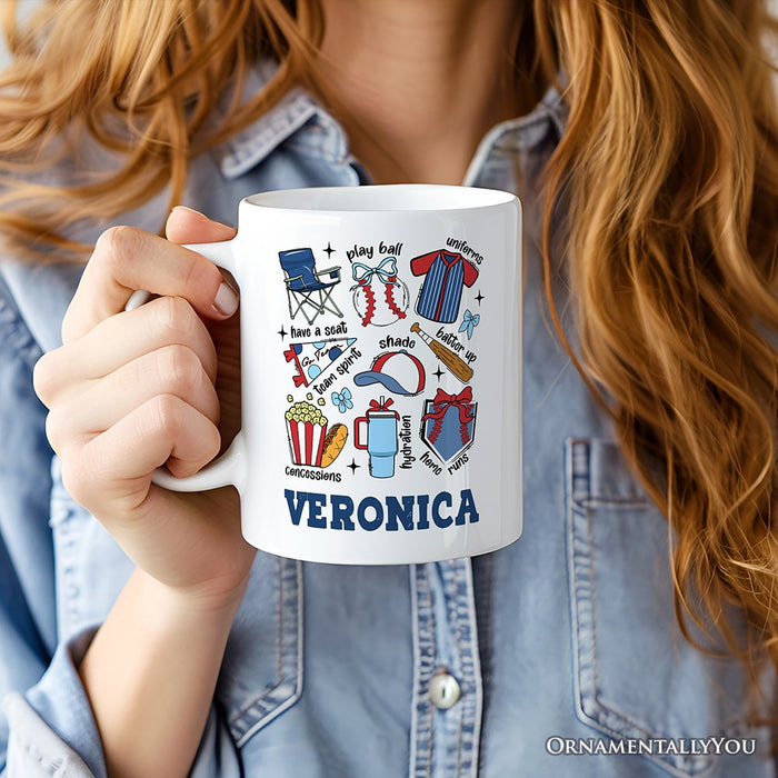 Retro Game Day Baseball Personalized Mug, Sports Lover Gift with Custom Name Personalized Ceramic Mug OrnamentallyYou