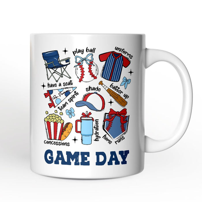 Retro Game Day Baseball Personalized Mug, Sports Lover Gift with Custom Name Personalized Ceramic Mug OrnamentallyYou