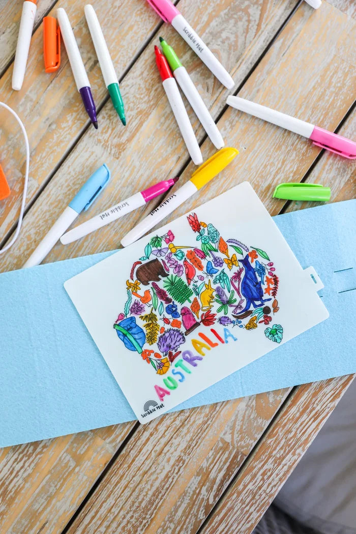 Reusable Scribble Mat Set | Mini Australian Map