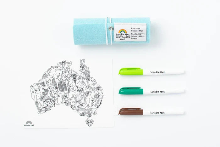 Reusable Scribble Mat Set | Mini Australian Map