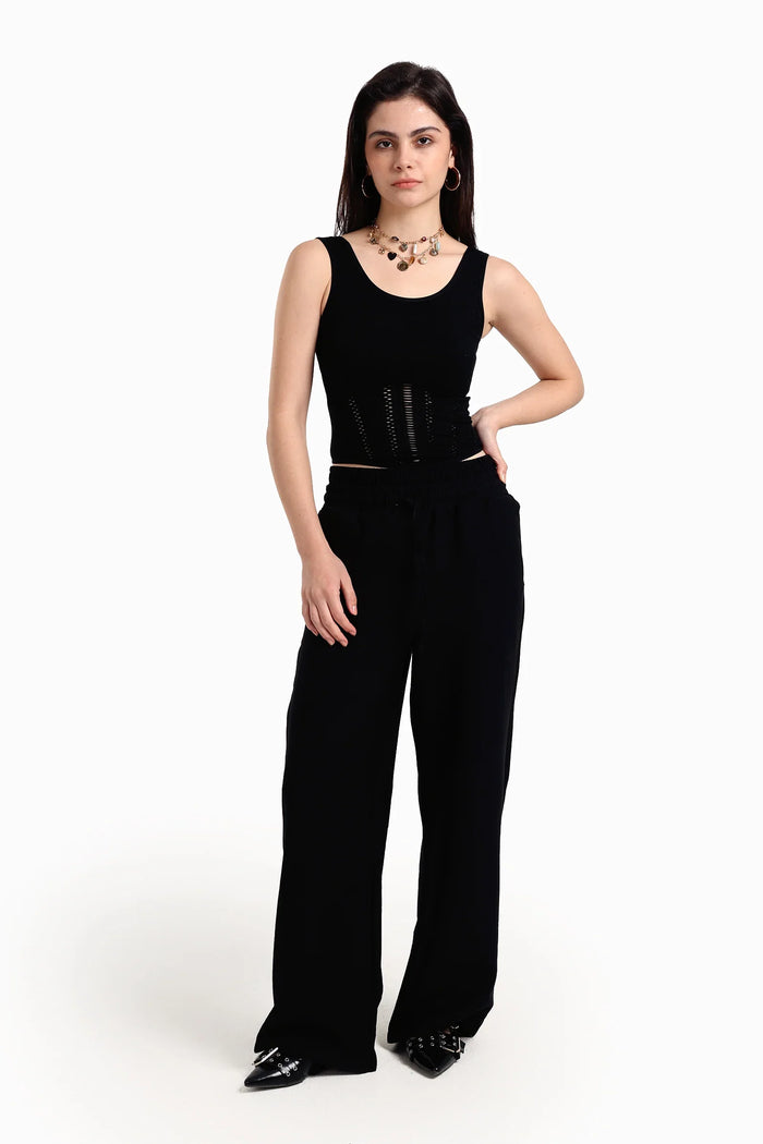 Ribbed & Fishnet Sleeveless Top
