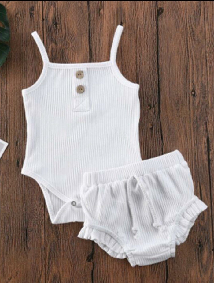 Infant Knit Onesie & Shorts Set Yo Baby India White 0-6 months