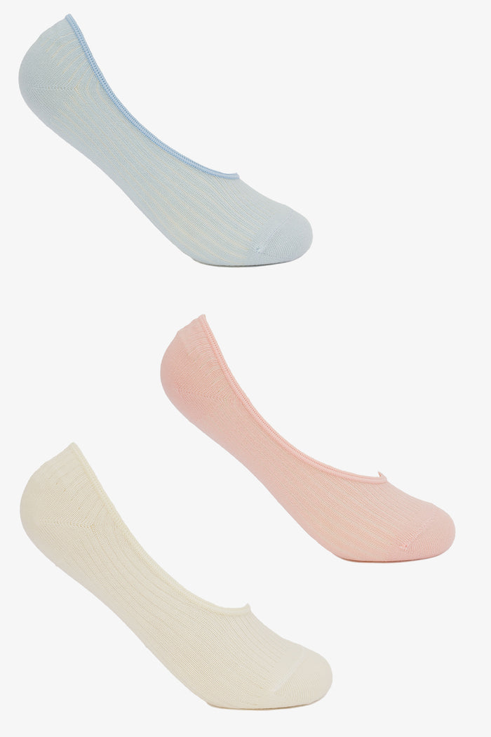 Ribbed Invisible Socks - 3 Pairs