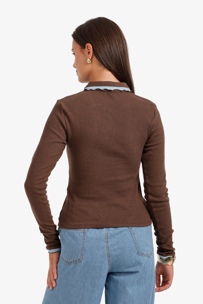 Ribbed Polo Top