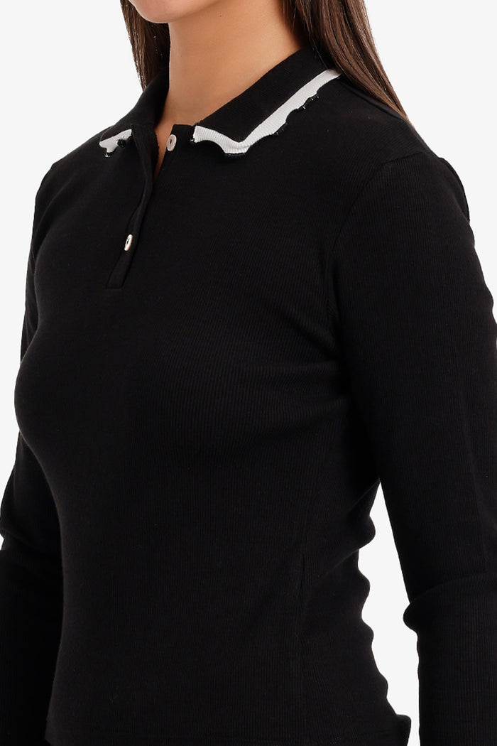 Ribbed Polo Top
