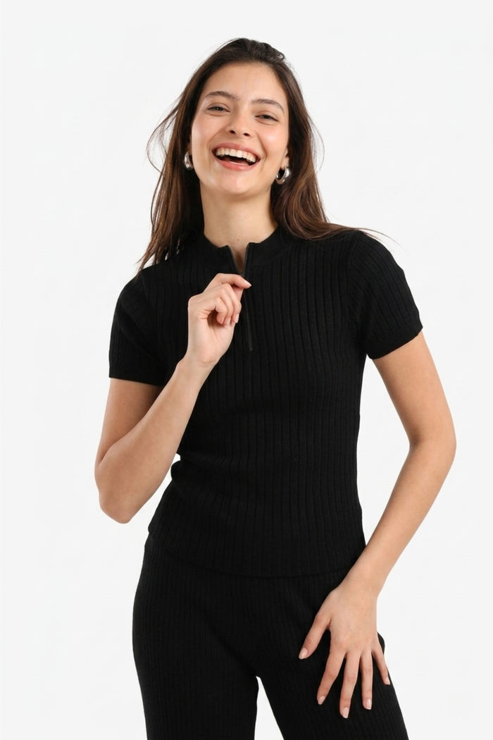 Ribbed Short Sleeve Top