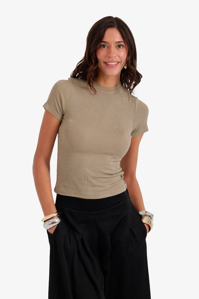 Ribbed Short Sleeve Top