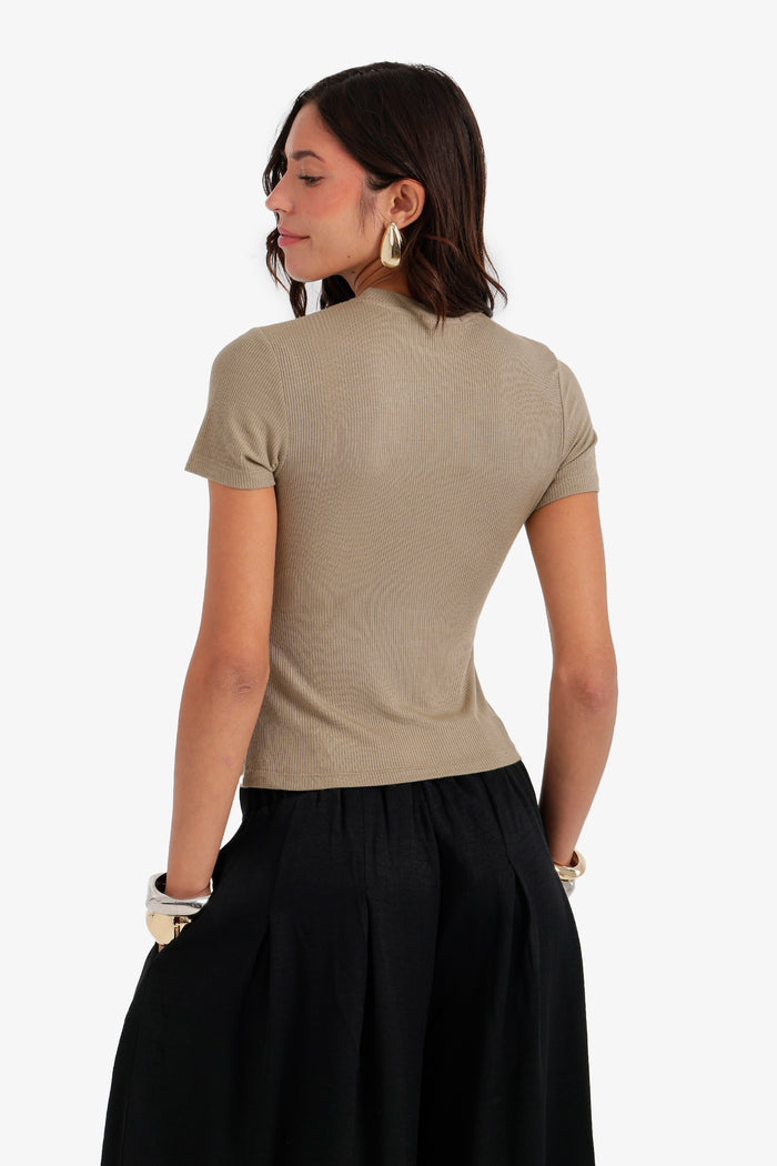 Ribbed Short Sleeve Top