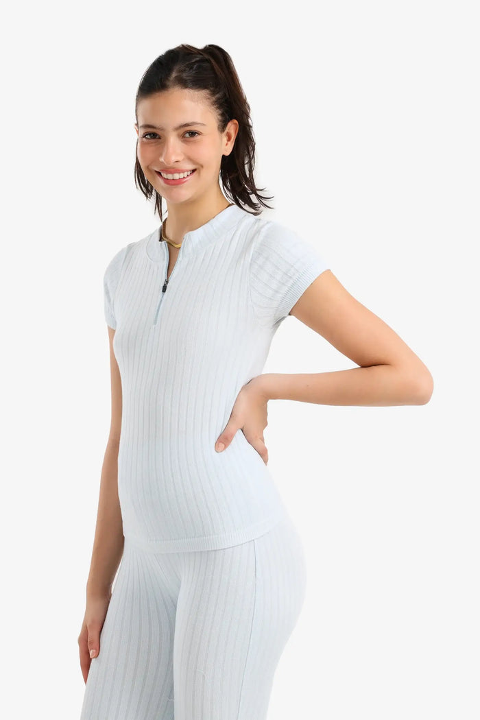 Ribbed Short Sleeve Top