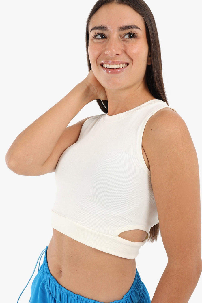 Ribbed Top with Cut Out Sides